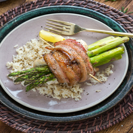 Bacon-Wrapped Chicken and Asparagus Rollups