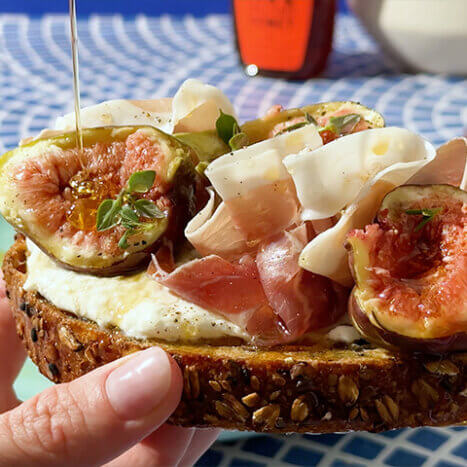 Fig, Honey, Burrata & Prosciutto Toast