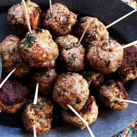 Kibbe Meatballs with Honey Tahini Sauce