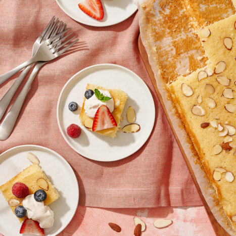 Honey Nut Sheet Cake with Berries & Cream