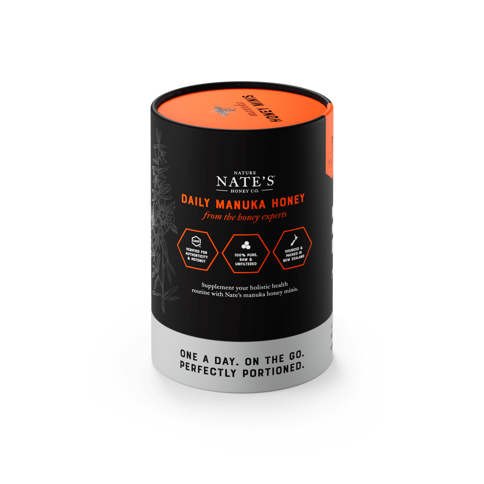 30ct Manuka UMF 10 cylinder box side angle.