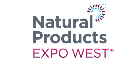 Logo of Natural Products EXPO WEST with a colorful burst graphic above the text.
